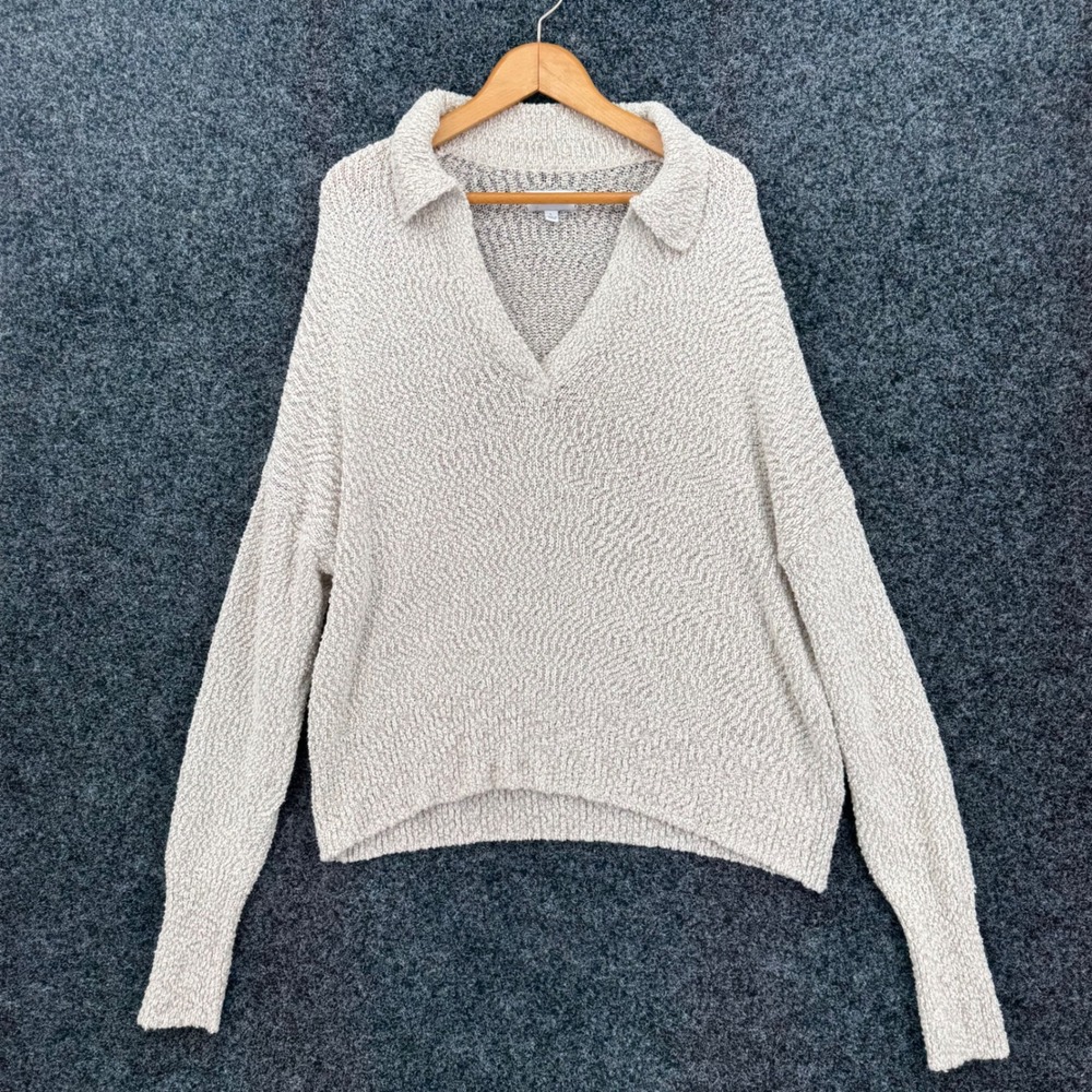 Pistola P2056CLN-SSL Cotton Linen Blend Polo Collar Sweater Oatmeal Beige L